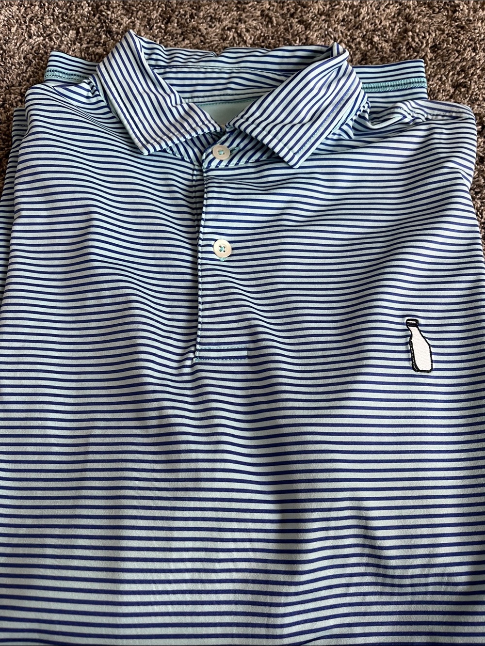 McArthur Golf  Fairway & Greene Navy & lt blue Striped Polo. Like new. Medium.